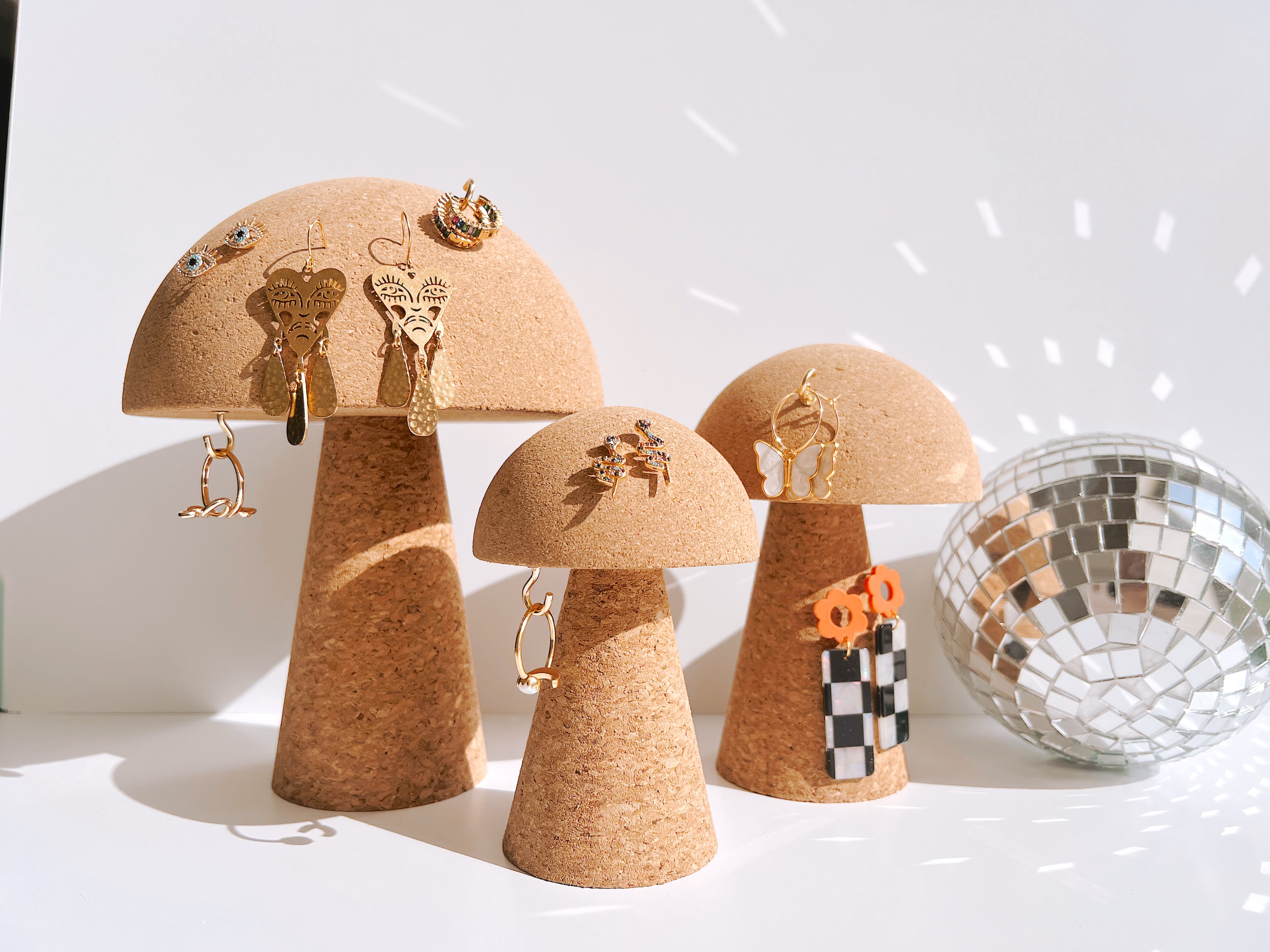 Wooden mushroom hot sale earring holder