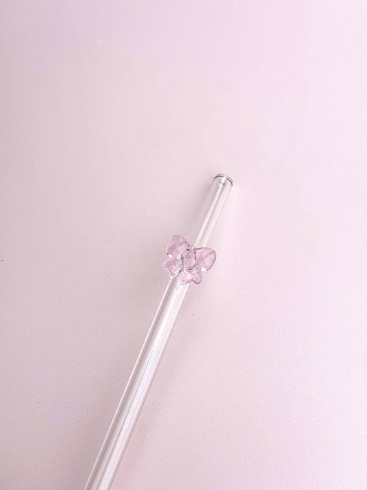 Coquette Bow Charm Glass Straw