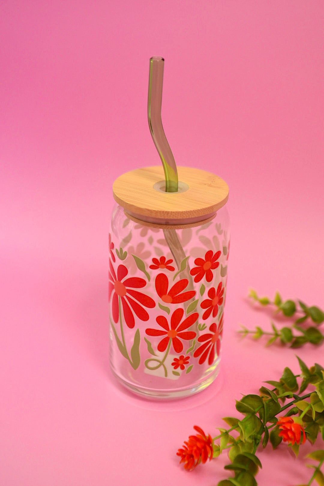 Falling Petals Glass Cup (3 Colors!)