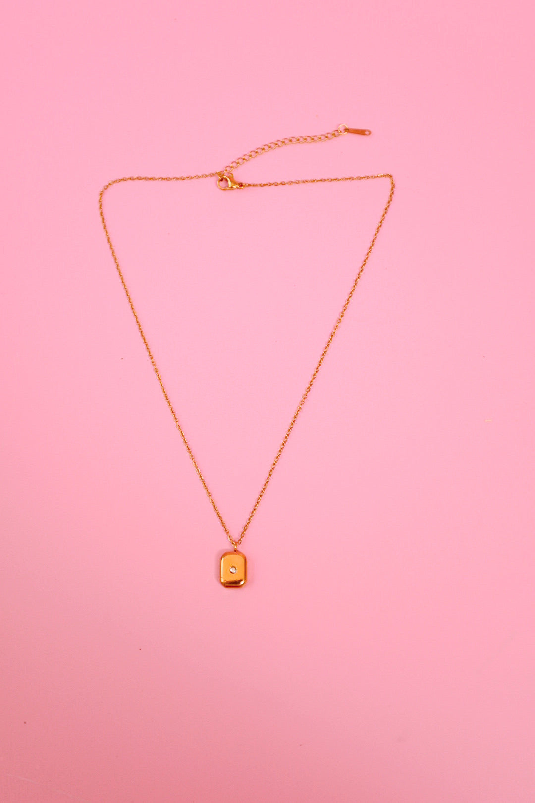 Gold CZ Signet Necklace