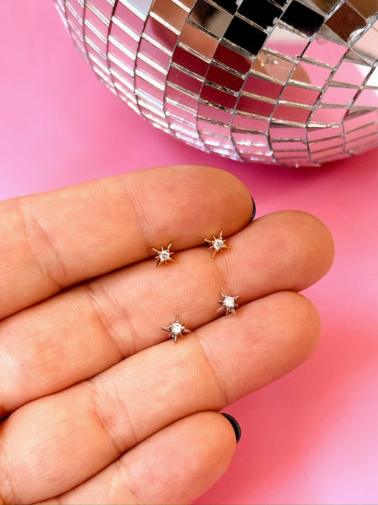 Sparkle Aster Star Studs (Gold + Silver)