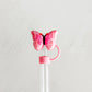 Pink Butterfly Straw Cover