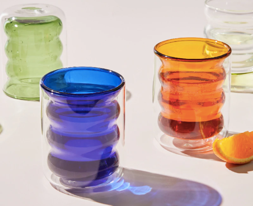 Colored Double Layer Glass Cup