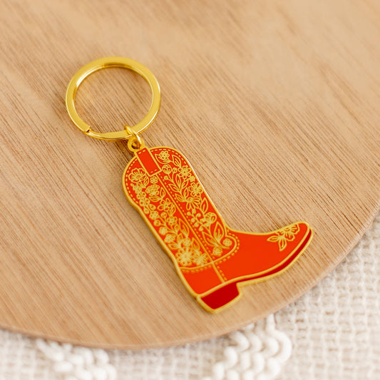 Cowboy Boot Metal Keychain