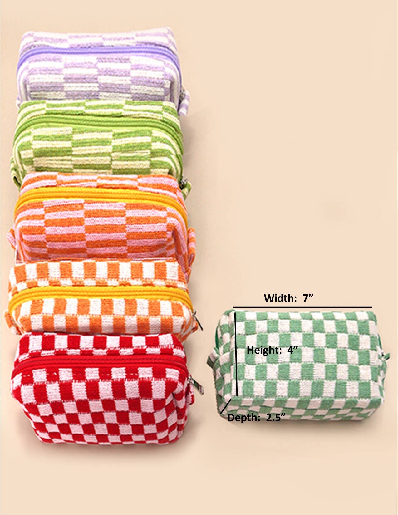 Checker Makeup Cosmetic Pouch Bag