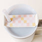 Peach Checker Tumbler Lid Tag