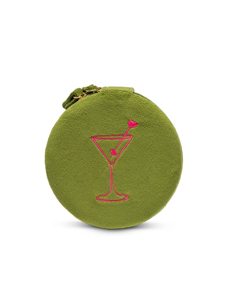 Olive Martini Velvet Jewelry Zip