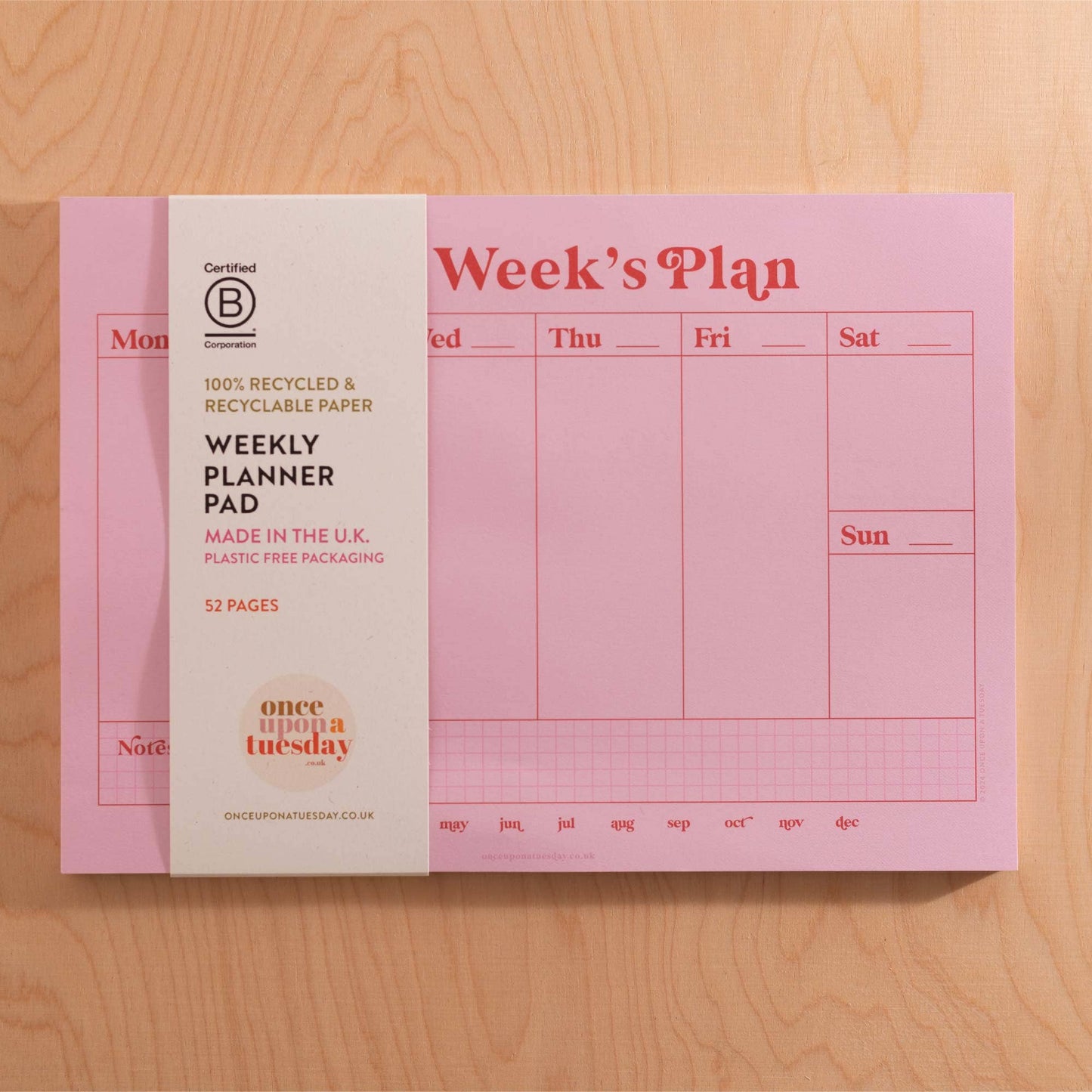 Pink & Red Weekly Planner Pad