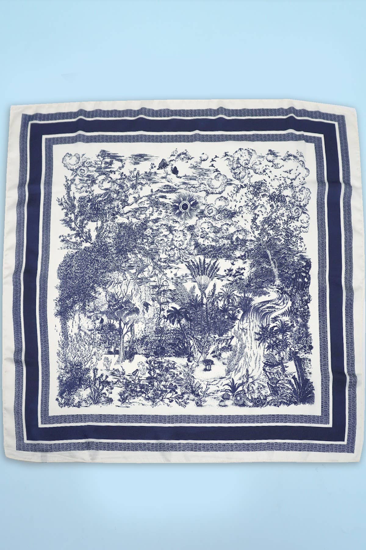 Blue Willow Silky Feel Bandana Scarf