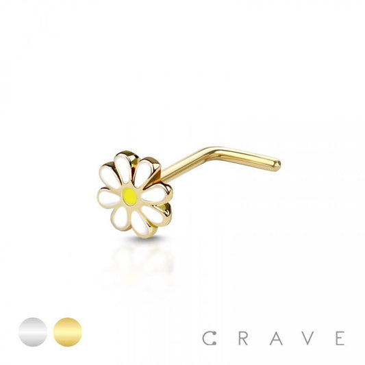 Dainty Daisy L-Shaped Nose Stud