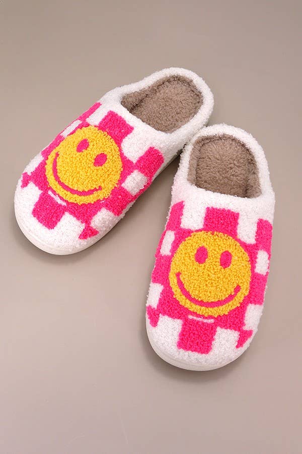 Pink Flower Plush Slippers