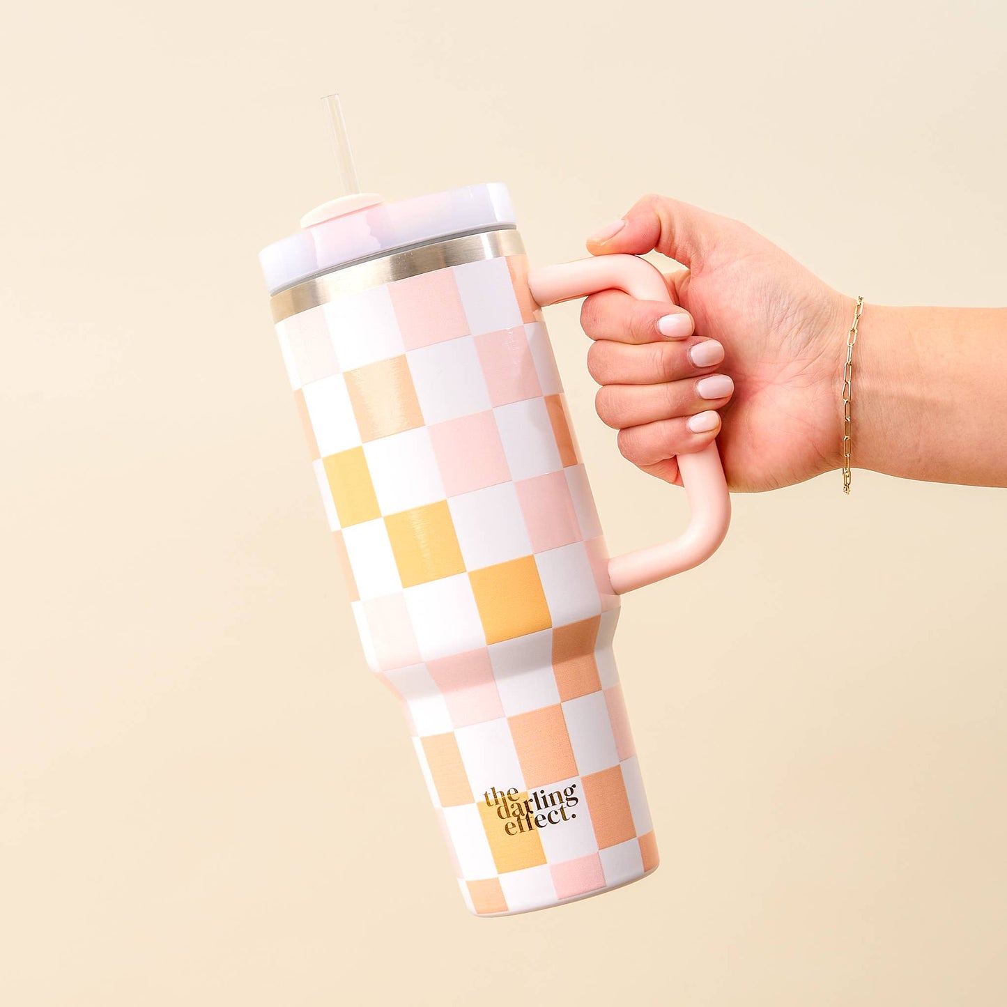 Peach Checker Take Me Everywhere Tumbler - 40 oz