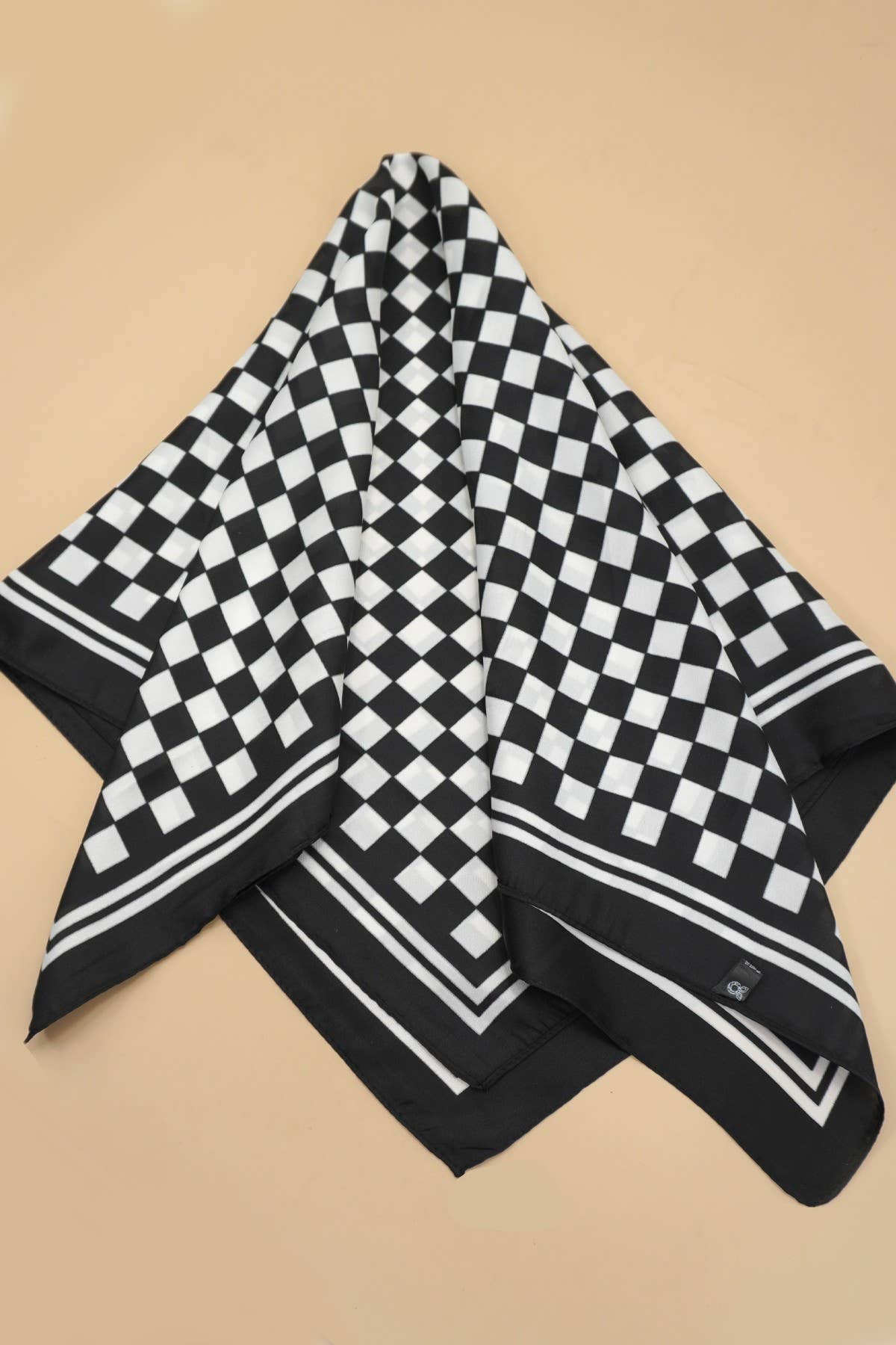 Checkered Silky Bandana Scarf