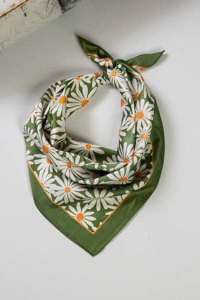 Flower Silky Feel Bandana Scarf