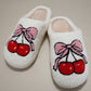 Pink Flower Plush Slippers