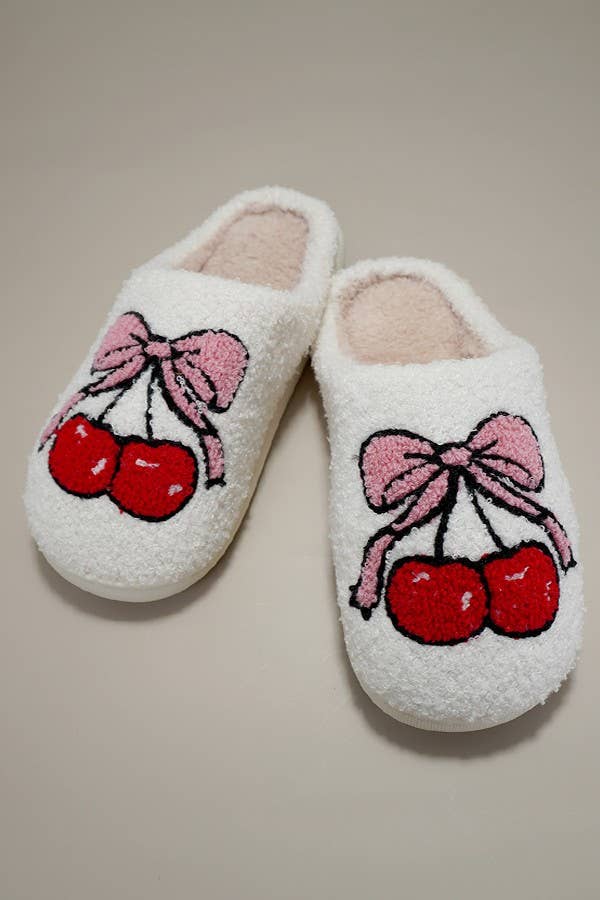 Pink Flower Plush Slippers