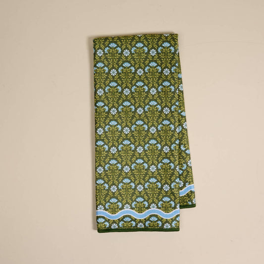 Forest Green Blooms Tea Towel