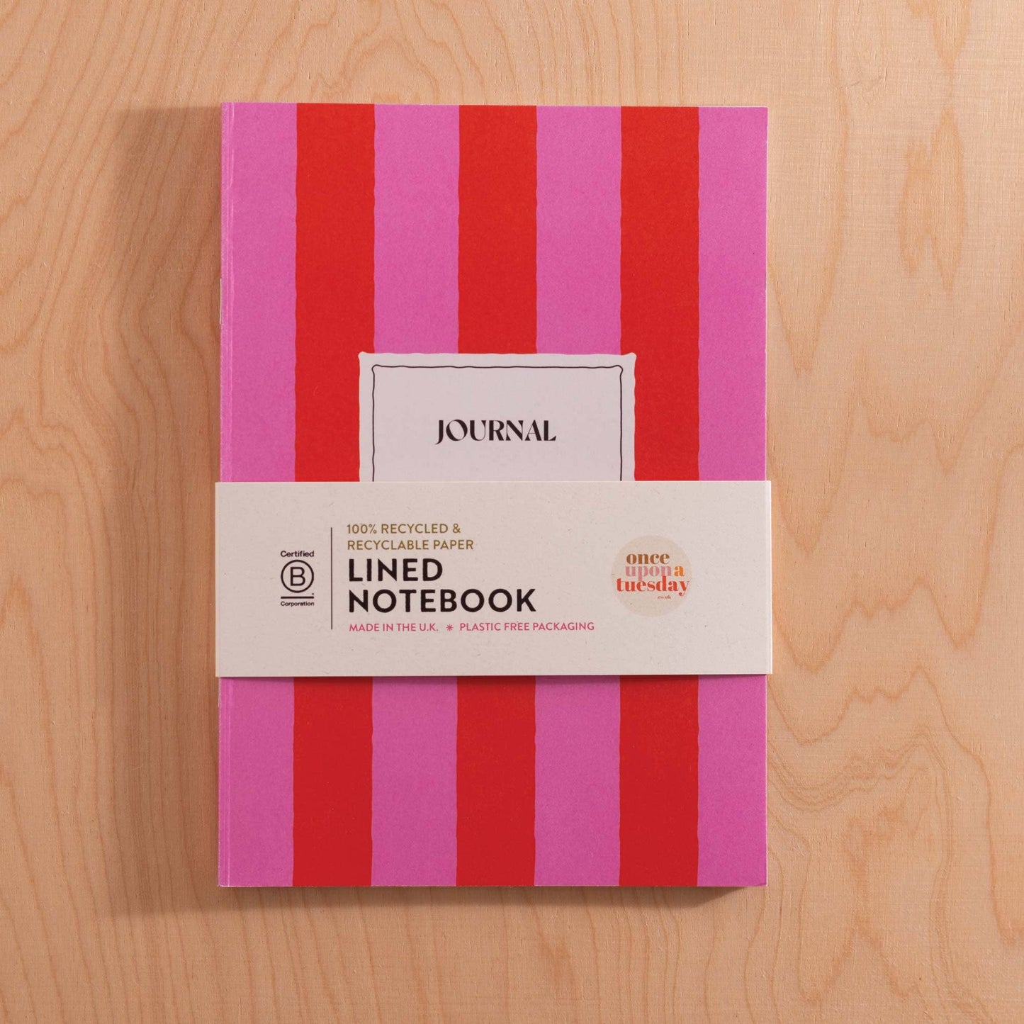 Hot Pink Stripe Lined Notebook