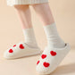 Soft Plush Mushroom Heart Rainbow Slippers