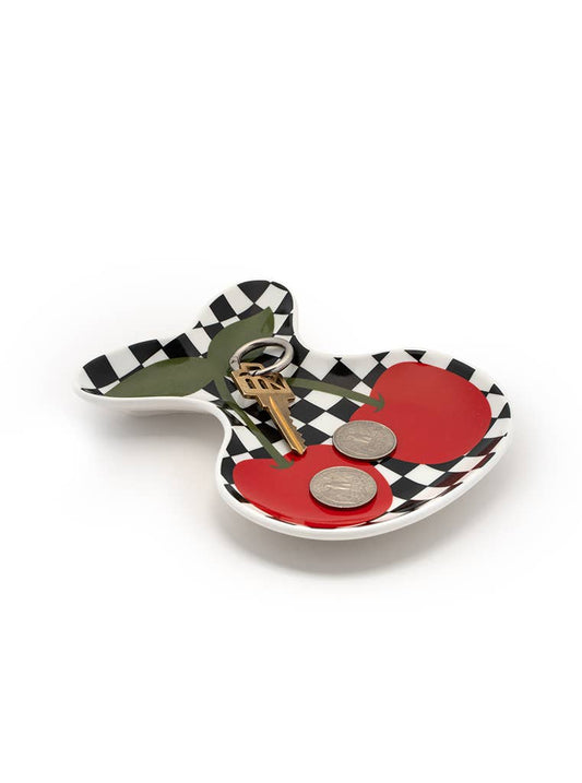 Checkered Cherry Trinket Dish
