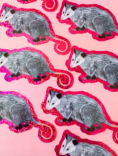 Glitter Opossum Sticker