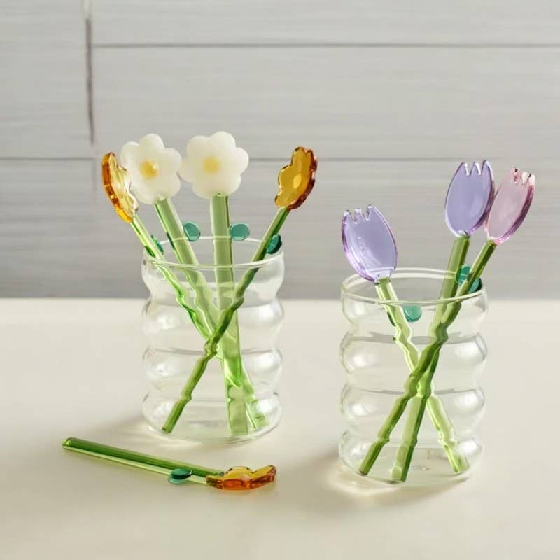 Flower Shape Glass Stirring Spoon