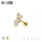 CZ Baguette Stack Flat-Back Stud