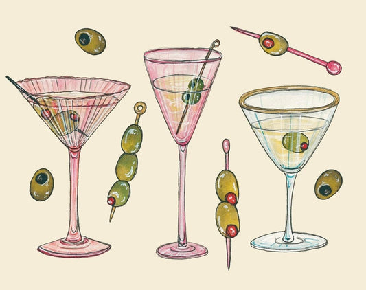 "Pink Martini Cocktails" Art Print