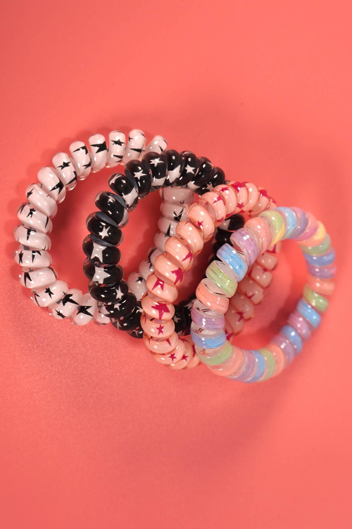 Colorful Stars Spiral Hair Ties