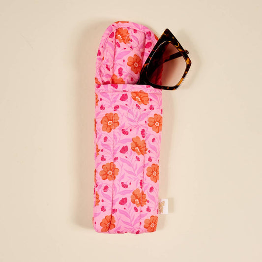 Puffy Sunglasses Case – Hot Pink Petals