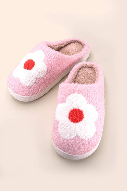 Soft Plush Mushroom Heart Rainbow Slippers