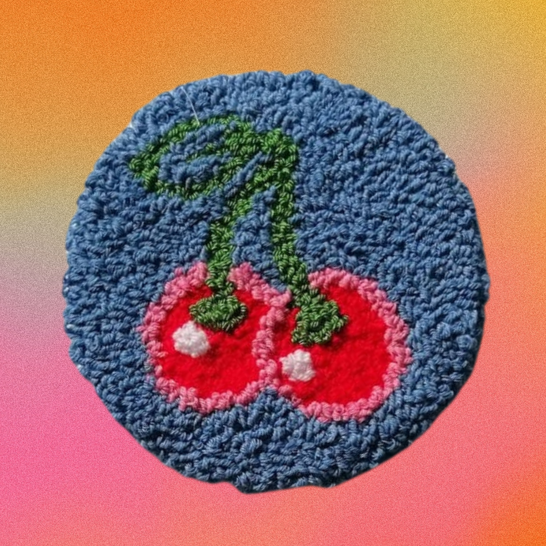 Cherry Punch Needle Mug Rug Coaster