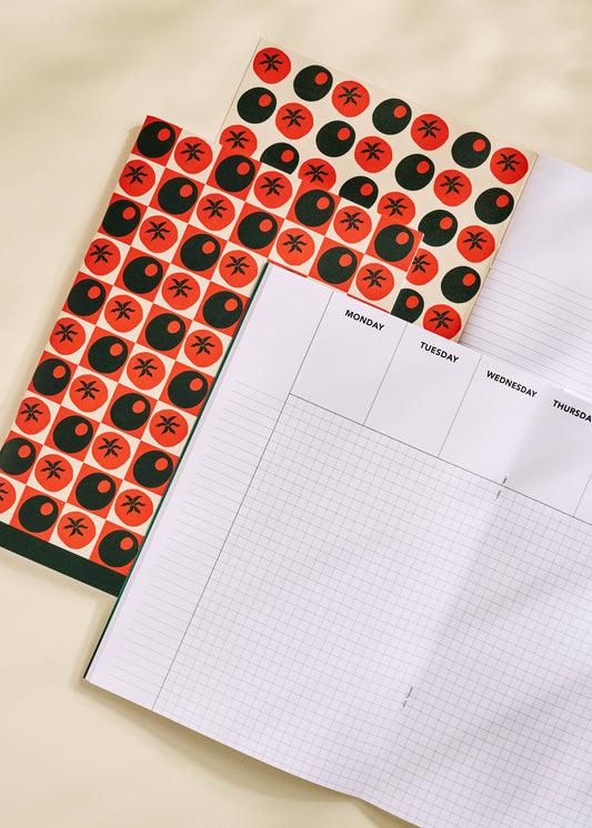 Pomodoro Tomato Olive Checked Weekly Planner
