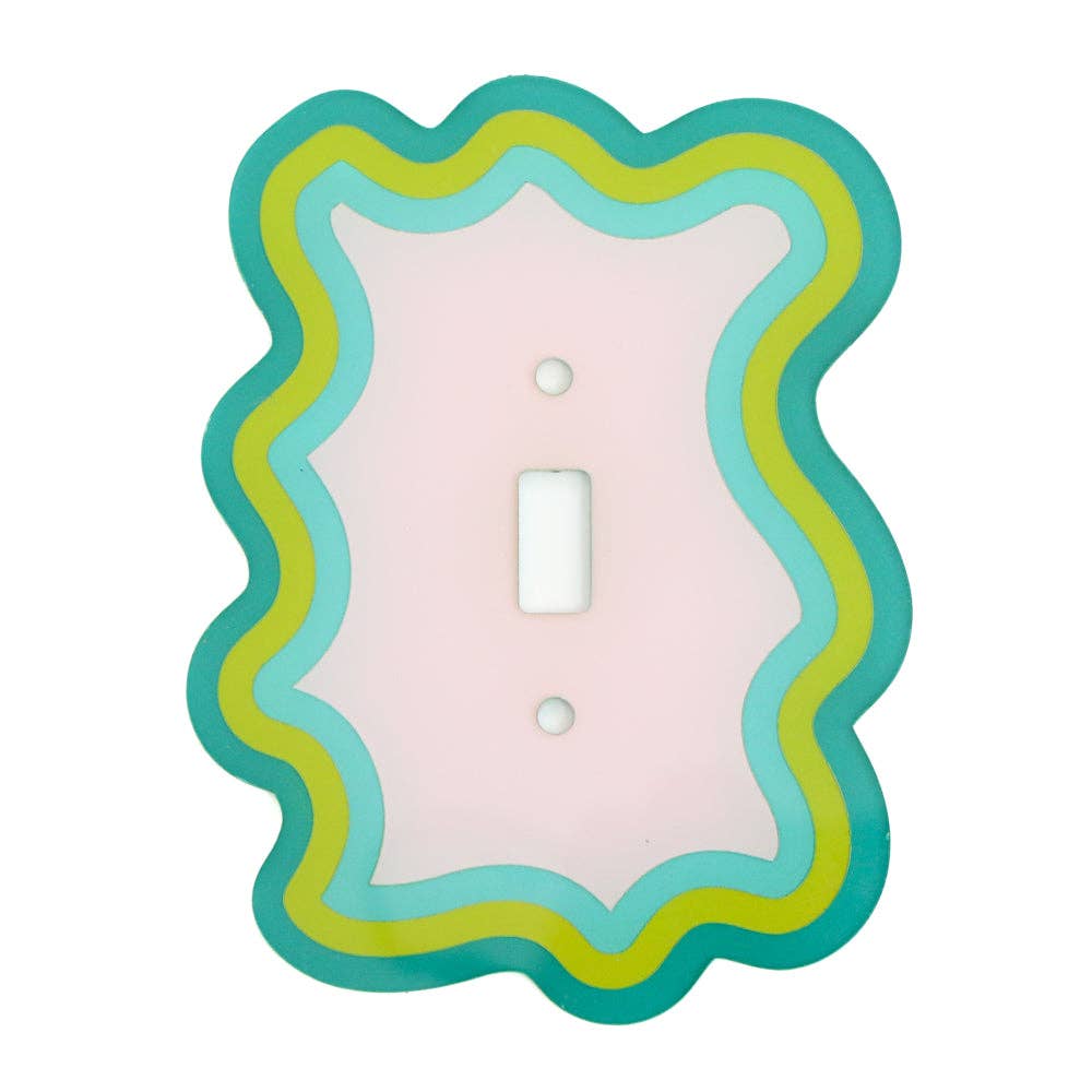 Turquoise and Lime Squiggle Light Switch Plate