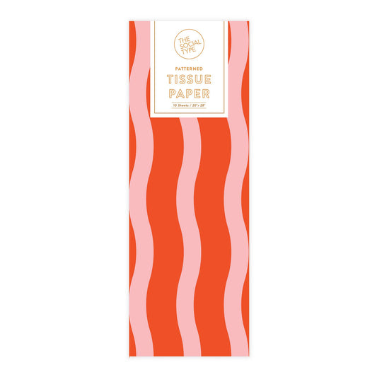 Tangy Red/Pink - Fussy Stripe Tissue Paper