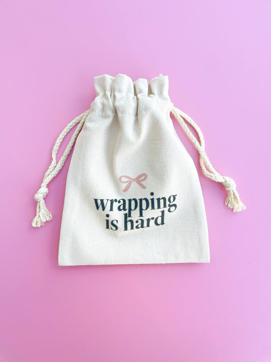 Wrapping is Hard Bow Canvas Drawstring Gift Bag