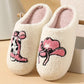 Pink Flower Plush Slippers