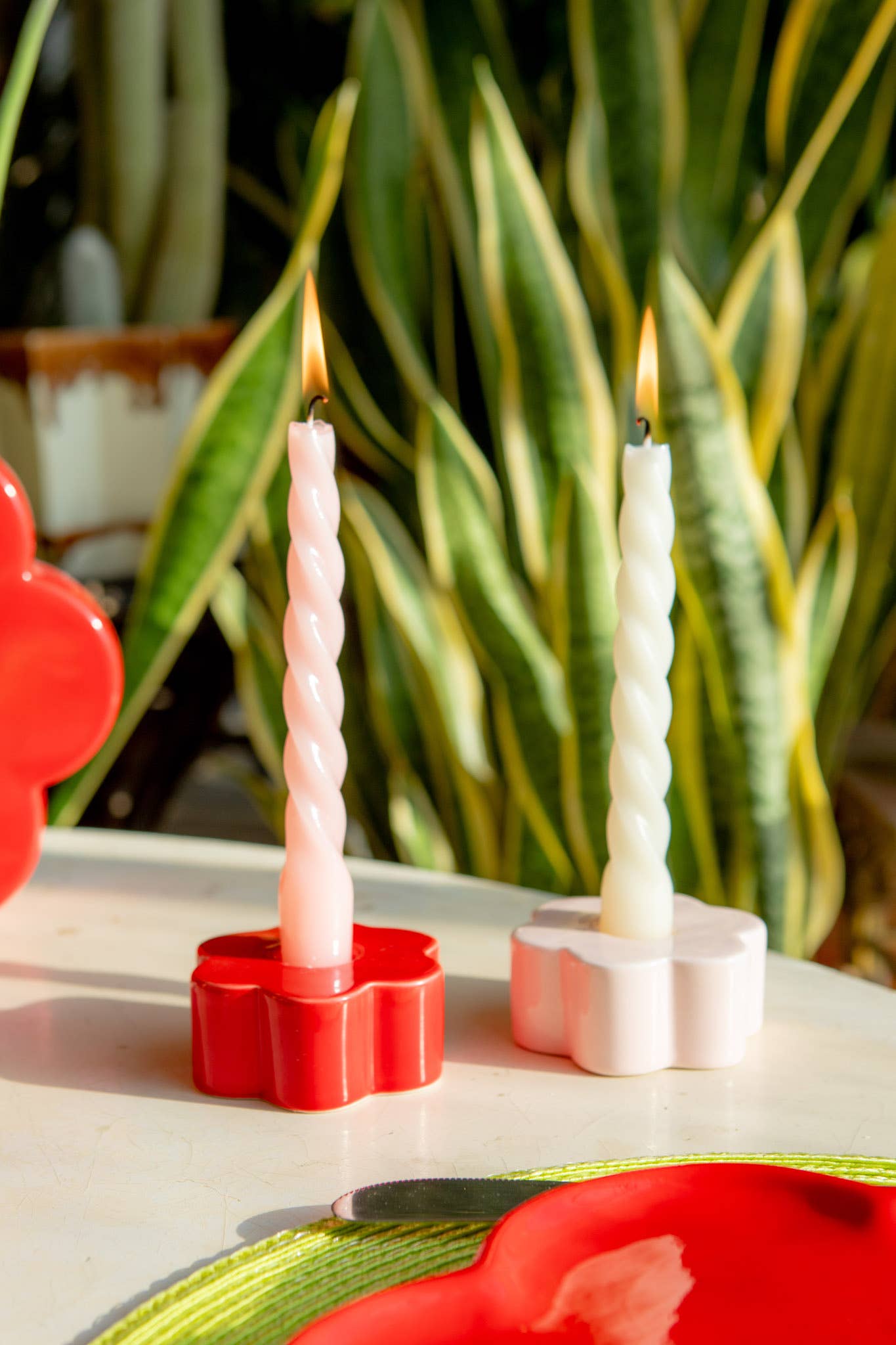 Red Daisy Candle Holder