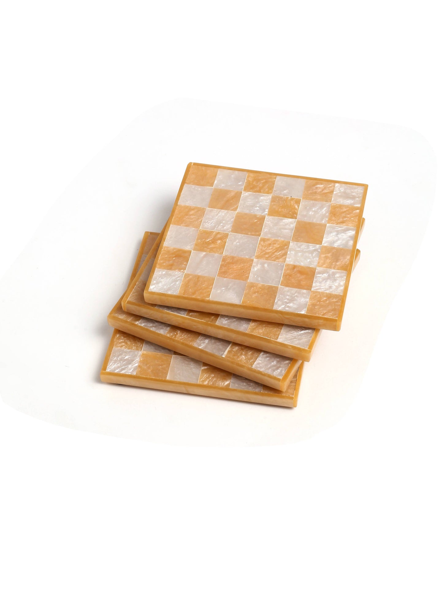 Orange Check Resin Coaster (Set of 4)