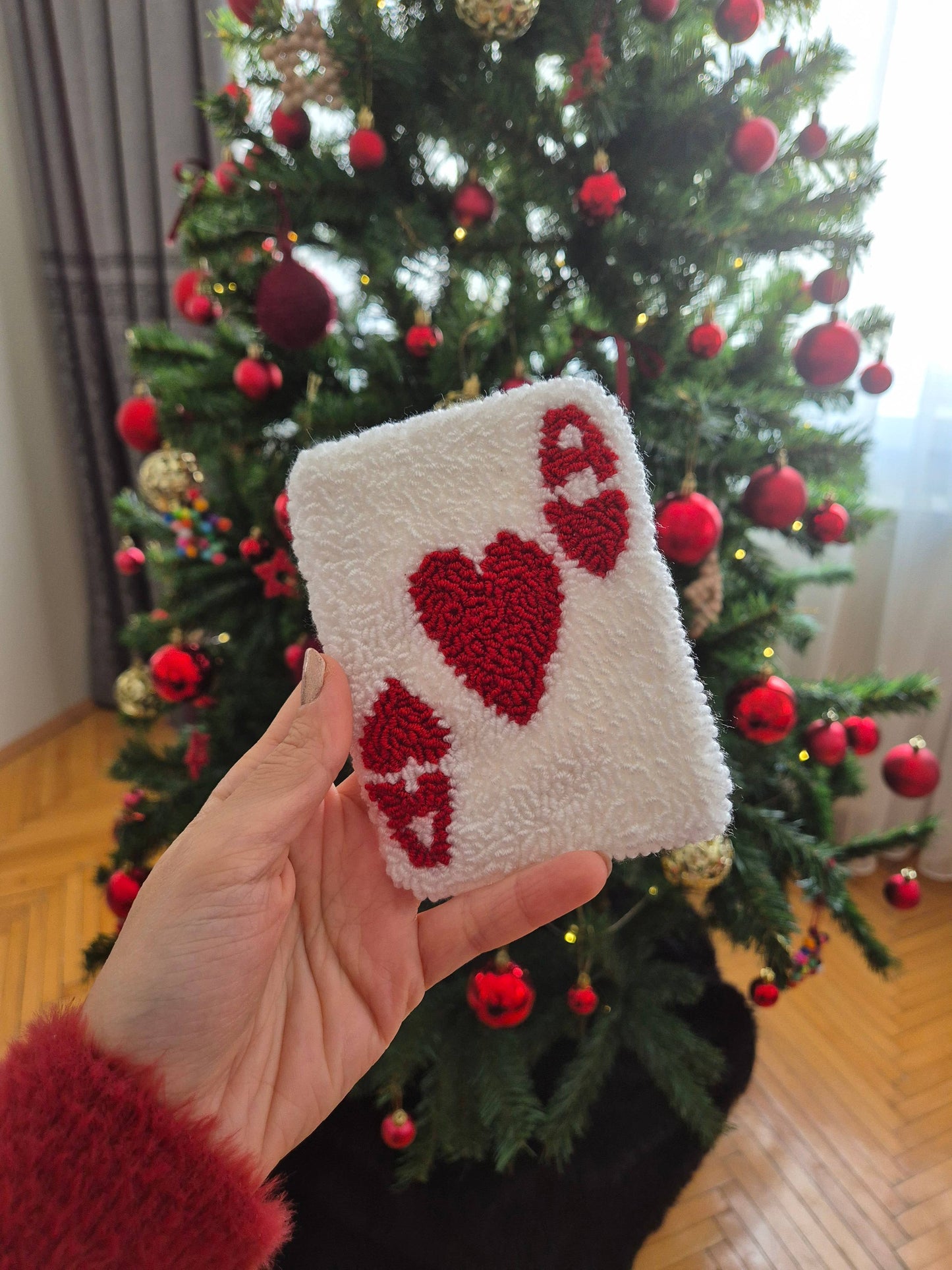 Ace of Hearts Punch Needle Mug Rug Coaster