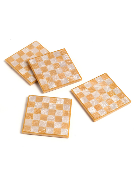 Orange Check Resin Coaster (Set of 4)