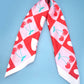 Cherry Heart Checkered Silky Feel Bandana Scarf