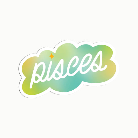 Pisces Gradient Clear Die Cut Sticker