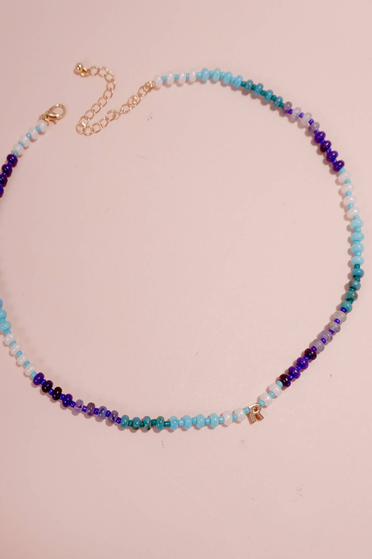 Mini Initial Multi Color Beaded Necklace