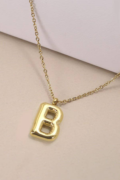 Gold Bubble Initial Necklace