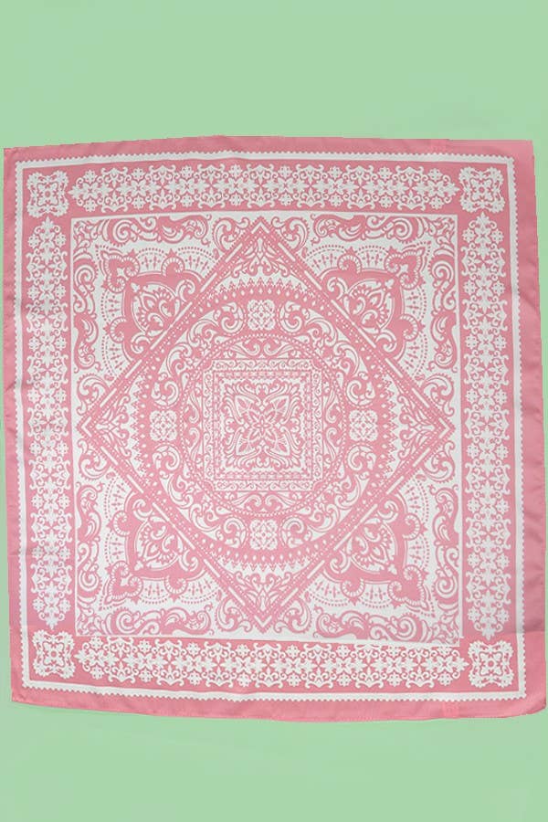 Paisley Pink Silky Feel Bandana Scarf