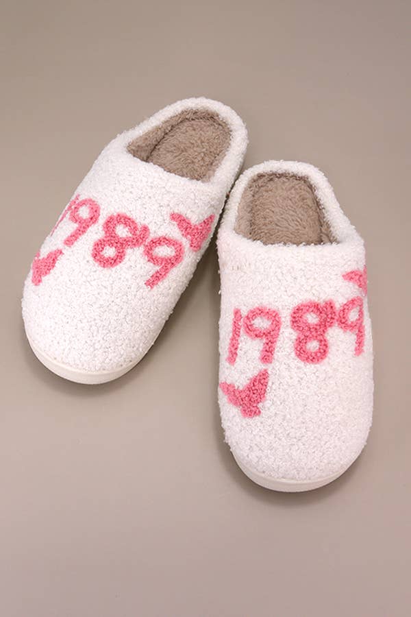 Pink Flower Plush Slippers