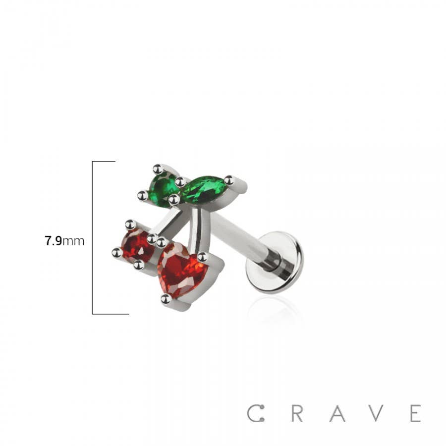 Cherry Gem Push Pin Flat-Back Stud