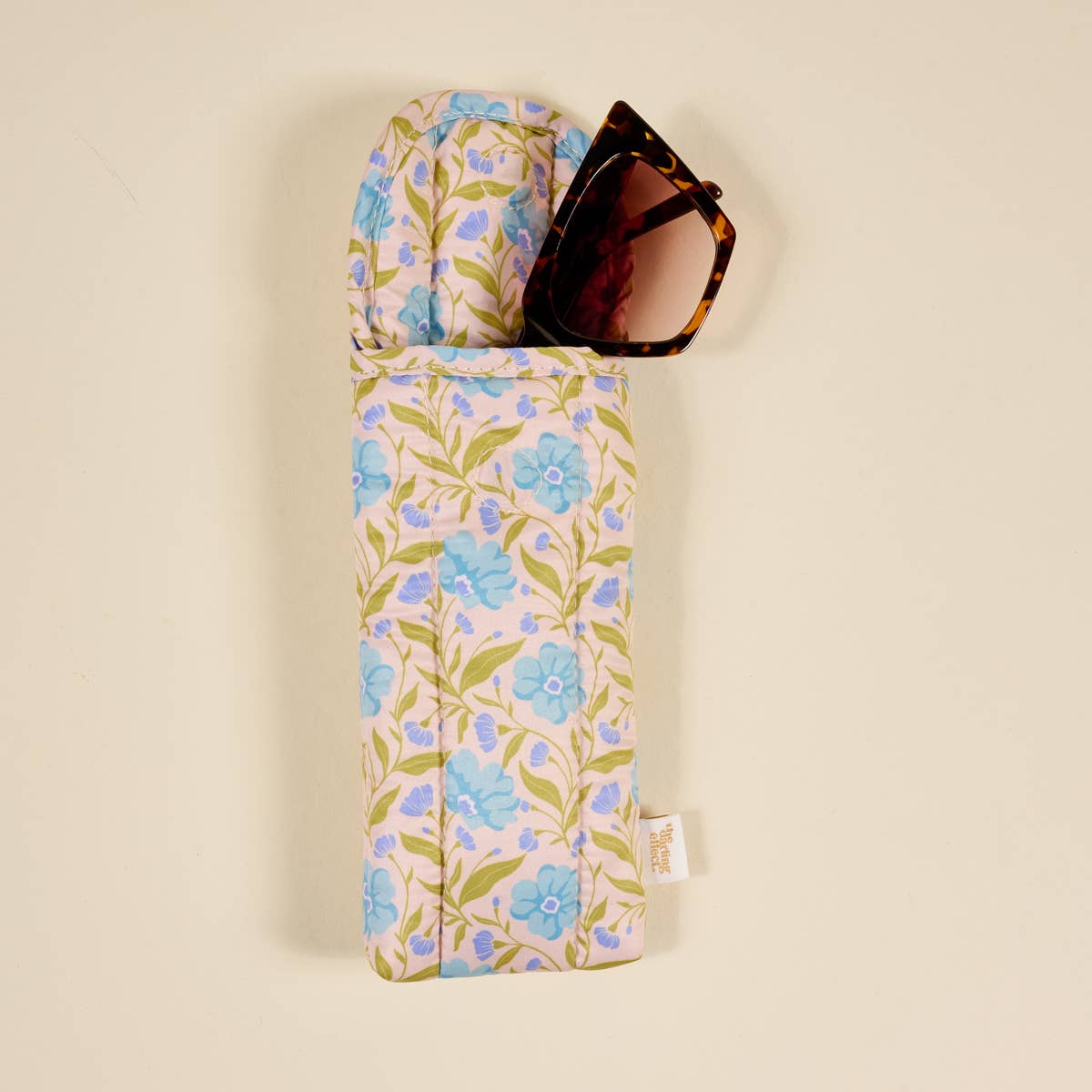 Puffy Sunglasses Case–Poppin' Petals Aqua