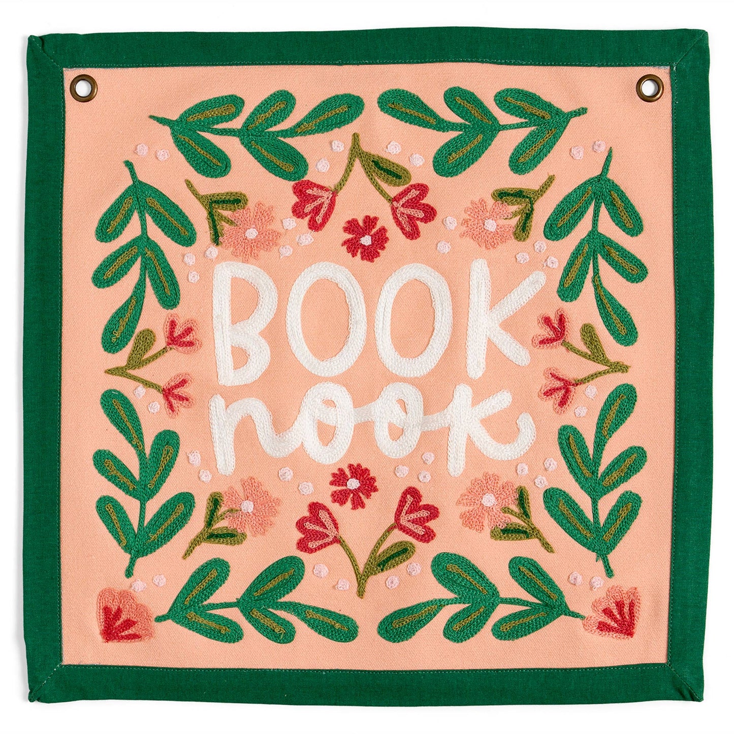 Book Nook Embroidered Canvas Banner